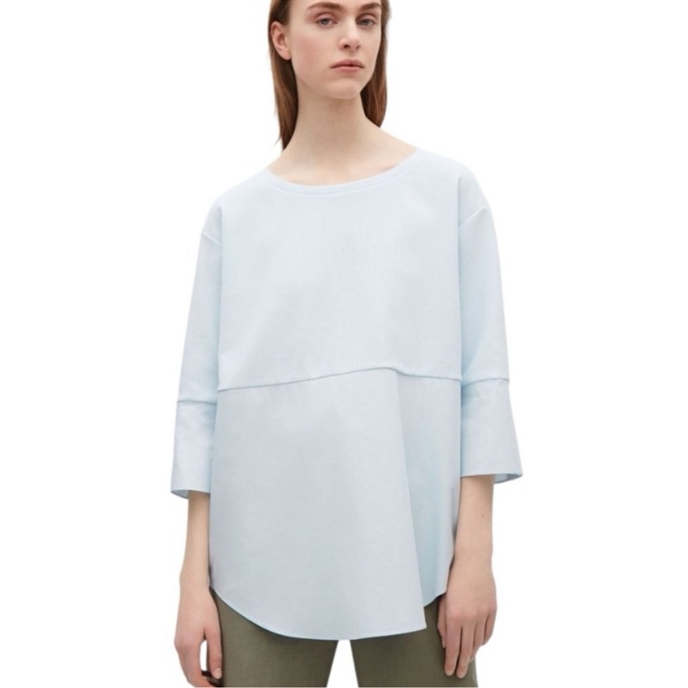 COS Womens Long Sleeves Crew Neck Sweatshirt Blue Cotton Size M
